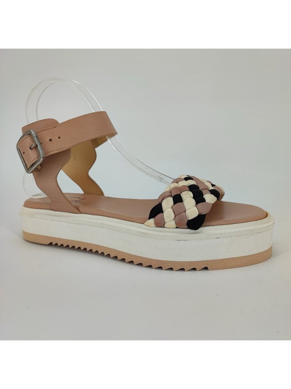 AGL Mirea Women's Size 8.5 Sandals Leather Beige Platform Ankle Strap D642040